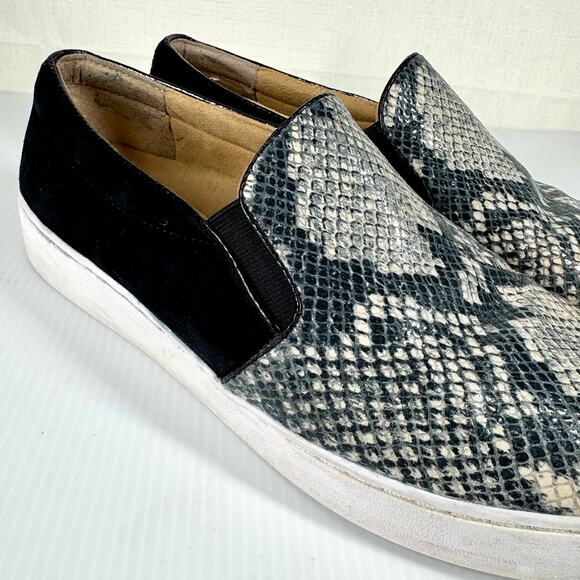 VIONIC Dinora Leather Slip On Sneakers Women's 9.5 Snake Skin Black Suede Casual - Picture 3 of 14